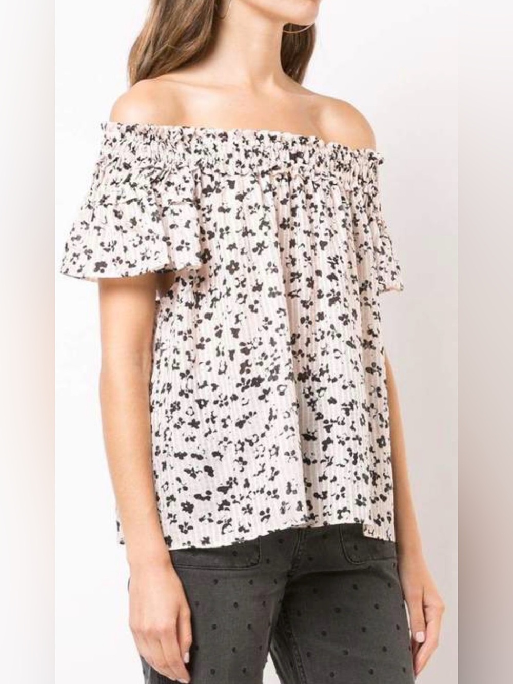 Ulla Johnson Blush Floral Cotton Silk Boho Blouse Size Small